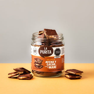 Galletas de Avena y Cacao rellenas de Maní, 200g - La Purita