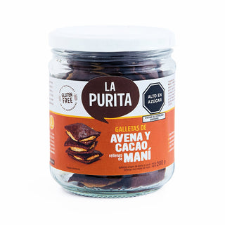 Galletas de Avena y Cacao rellenas de Maní, 200g - La Purita