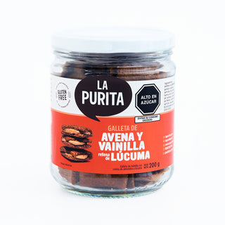 Galletas de Avena y Vainilla rellenas de Lúcuma, 200g - La Purita