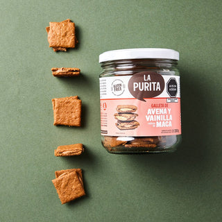 Galletas de Avena y Vainilla rellenas de Maca, 200g - La Purita