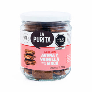 Galletas de Avena y Vainilla rellenas de Maca, 200g - La Purita