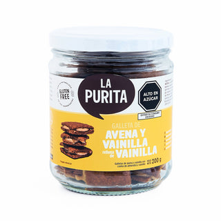 Galletas de Avena y Vainilla rellenas de Vainilla, 200g - La Purita