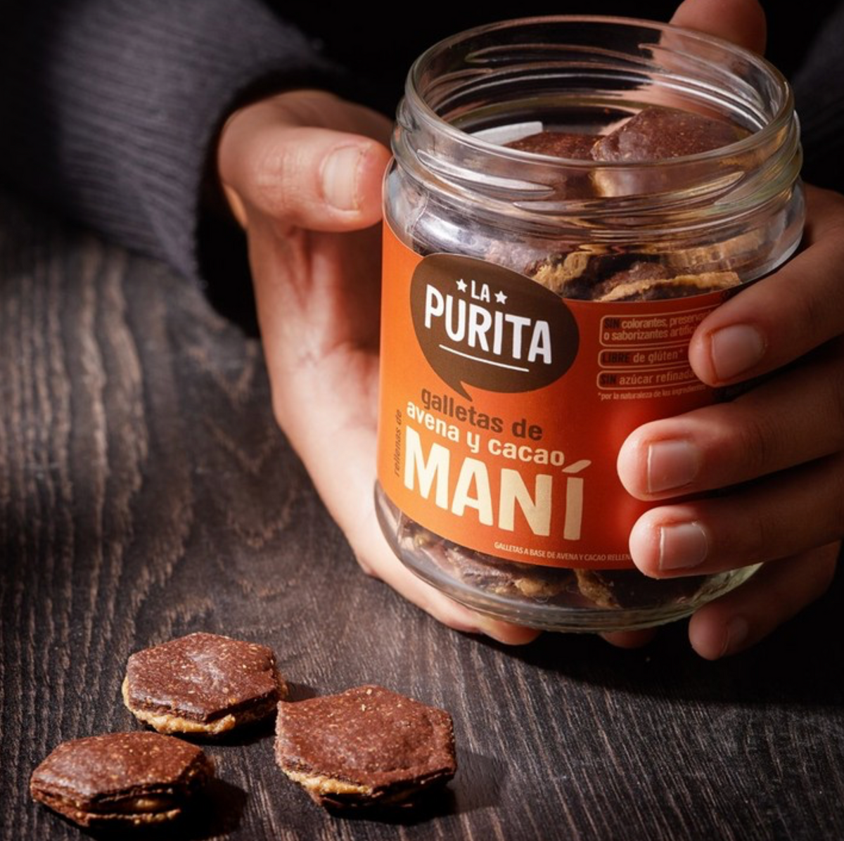 Galletas de Avena y Cacao rellenas de Maní (200g)