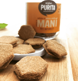 Galletas de Avena y Vainilla rellenas de Maní, 200g - La Purita